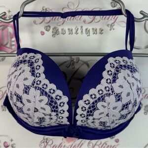 Victoria's Secret very sexy strapless bra with straps Lace Royal Blue purple
